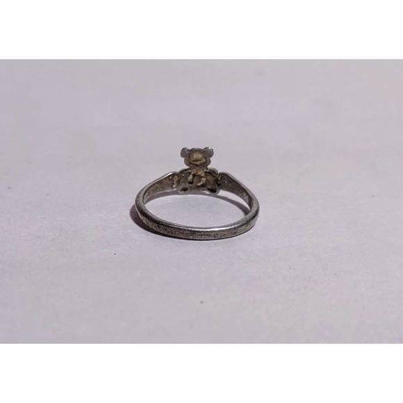 Vintage Small Size 3 Baby Teddy Bear Sterling Silver Ring - Picture 3 of 3